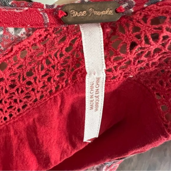 Free People Red Rain or Shine Printed Dress in Poppy Combo - Picture 9 of 9